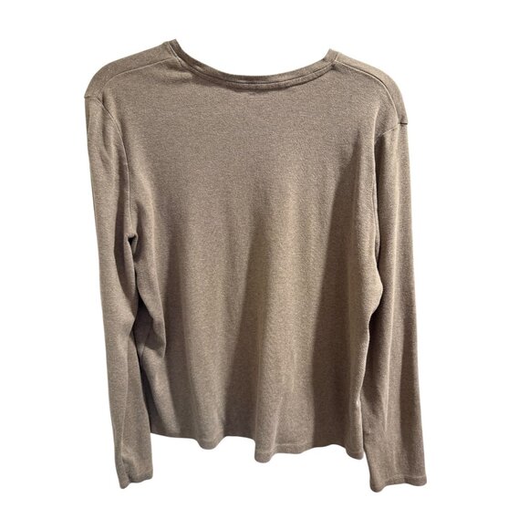 Cherokee Womens Brown Long Sleeve V-Neck Shirt XL 100% Cotton Lightweight Casual - Picture 4 of 4